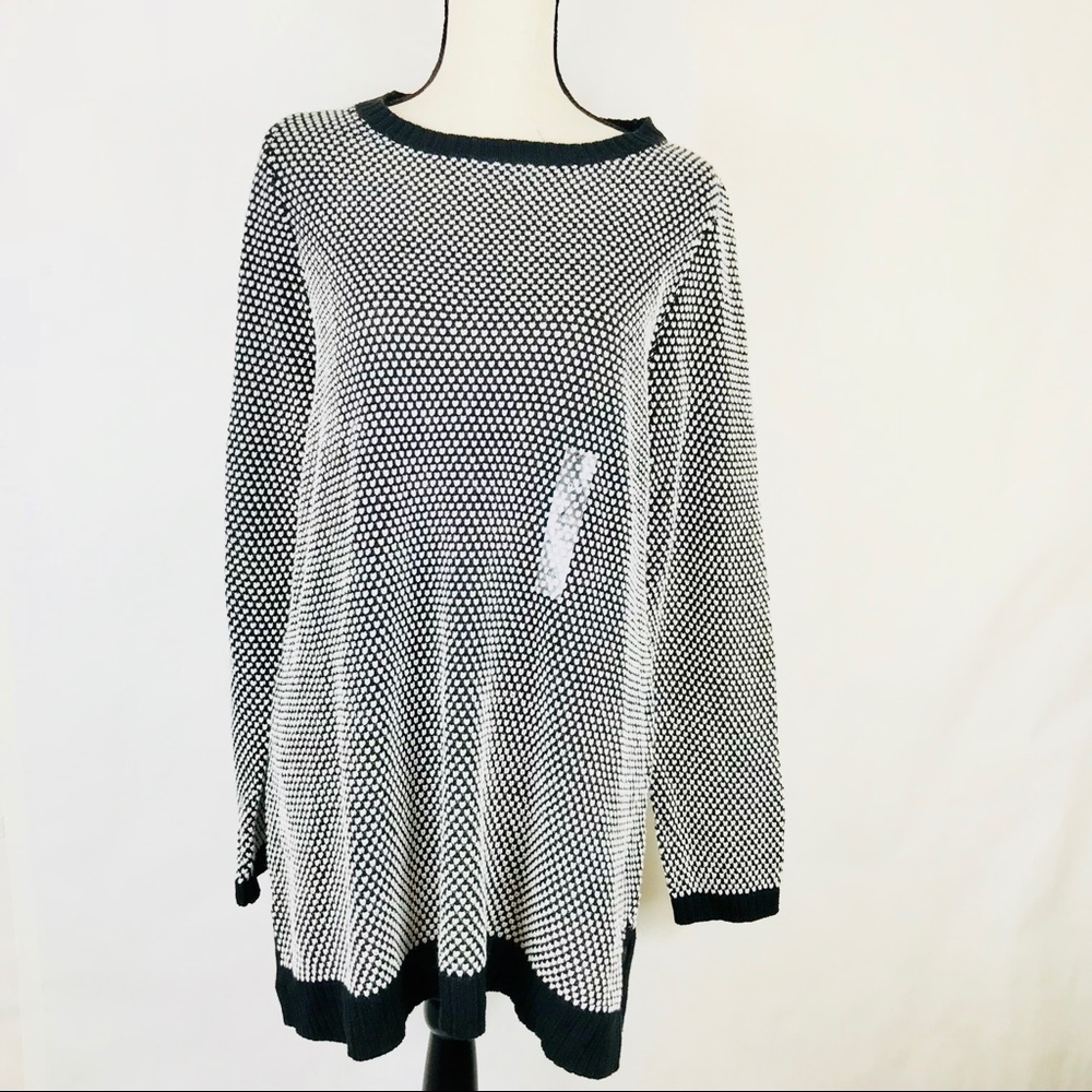 Charter club plus sizes textured sweater Blk White